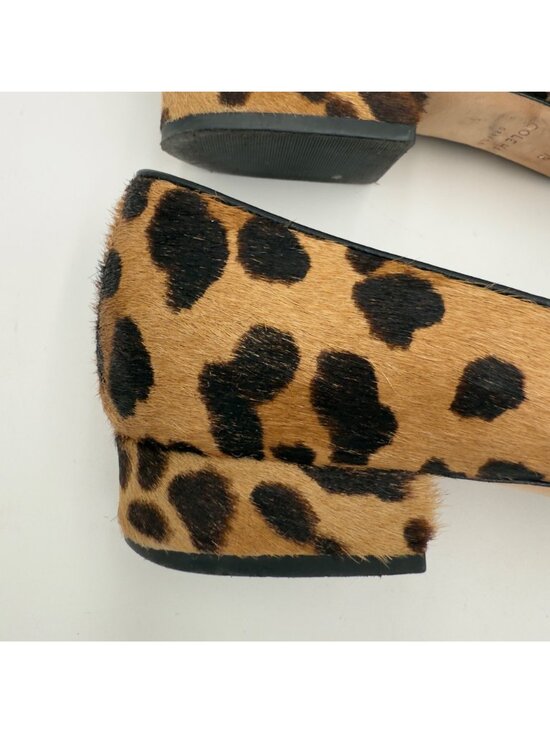 Cole Haan Chelsea Leopard Printed Calf Hair Pointed Toe Loafers 7B Slit Heel - Picture 6 of 11